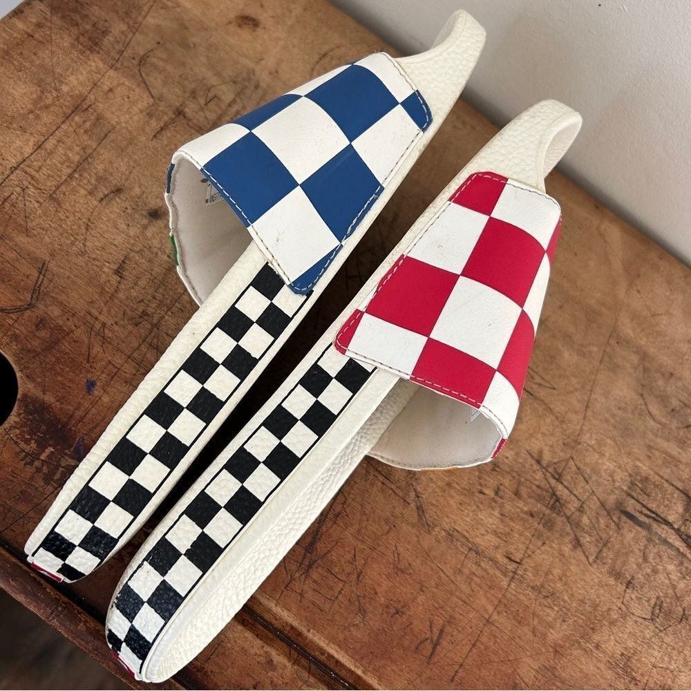 Vans half big checker slide-on shoes slides men's sz 11 preworn - Picture 8 of 13